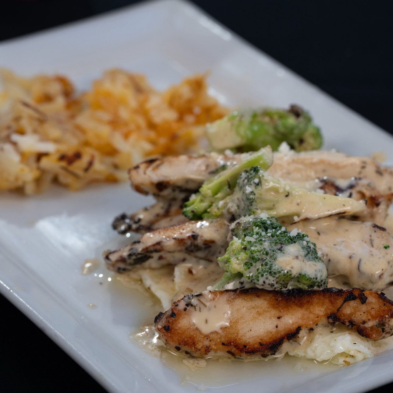 Jerk Chicken Alfredo Omelet (Deconstructed).