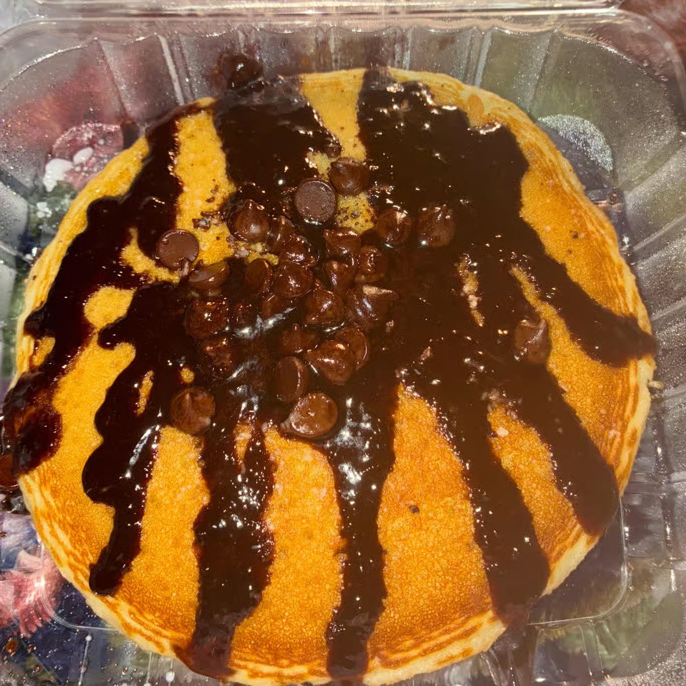 Shorty Stack of Chocolate Chip Flatcakes.