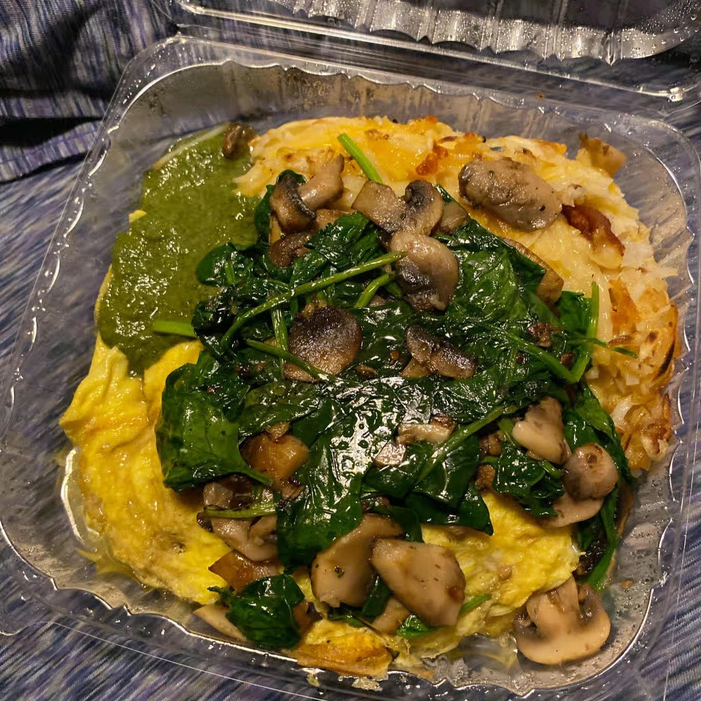Spinach & Mushroom Omelet (Deconstructed).