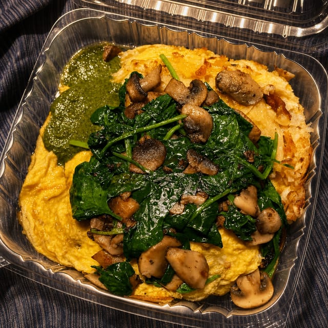 Spinach & Mushroom Omelet (Deconstructed).